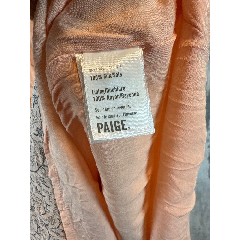 Paige Womens XS Peach Print Ruffle Midi Dress Silk - Picture 8 of 8